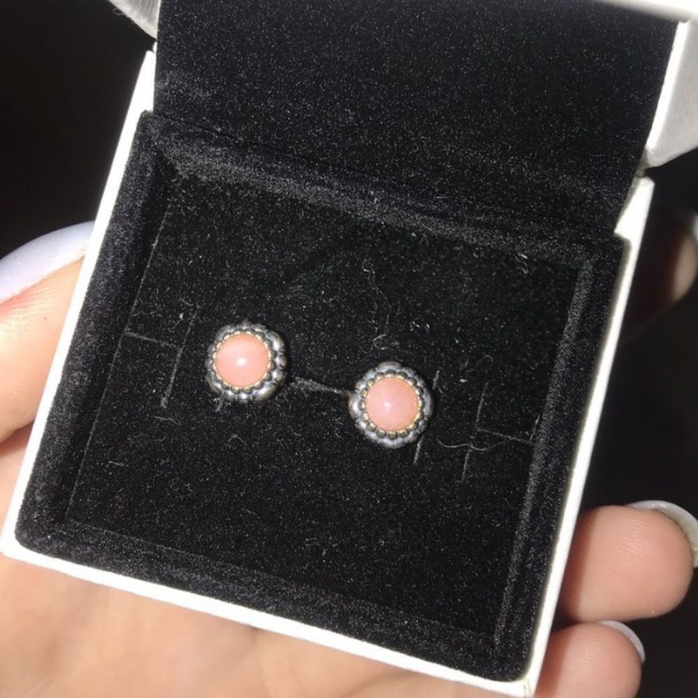 Pandora Pink Stone Earrings